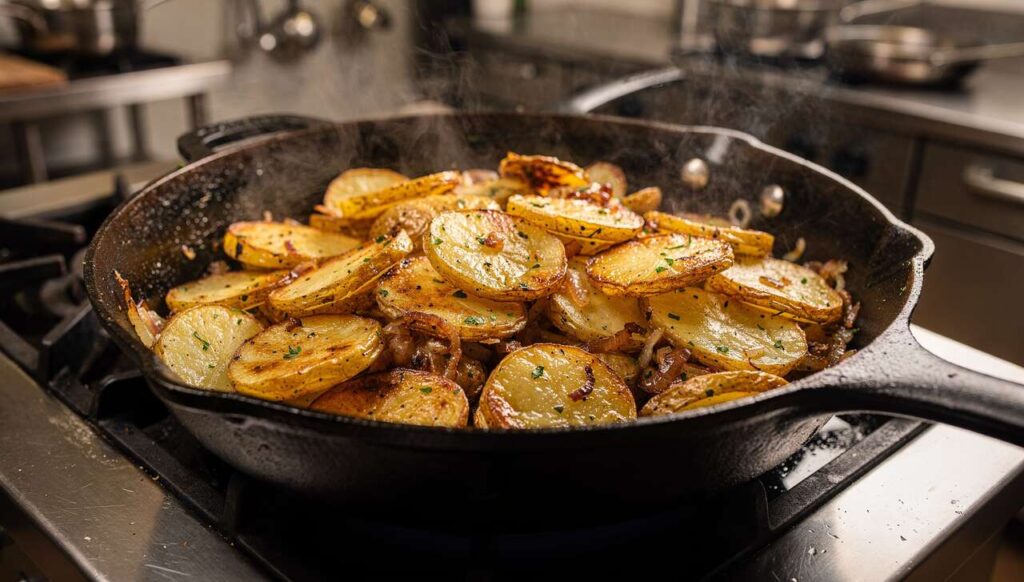 Bratkartoffeln: Warum Profiköche die Kartoffeln erst mit Speisestärke bestäuben