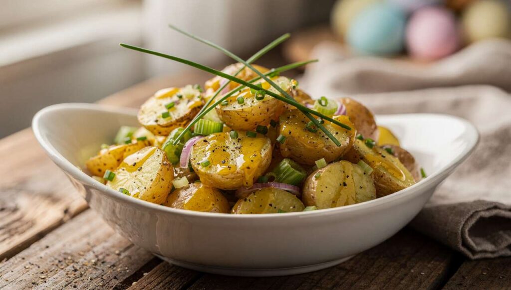 Kartoffelsalat zu Ostern: Warum Tim Mälzer die Brühe immer heiß über die Scheiben gießt