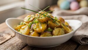 Kartoffelsalat zu Ostern: Warum Tim Mälzer die Brühe immer heiß über die Scheiben gießt