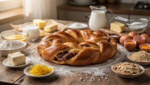 Oster-Hefekranz mit Marzipanfüllung: Dieses Rezept gelingt ohne Gehzeit über Nacht